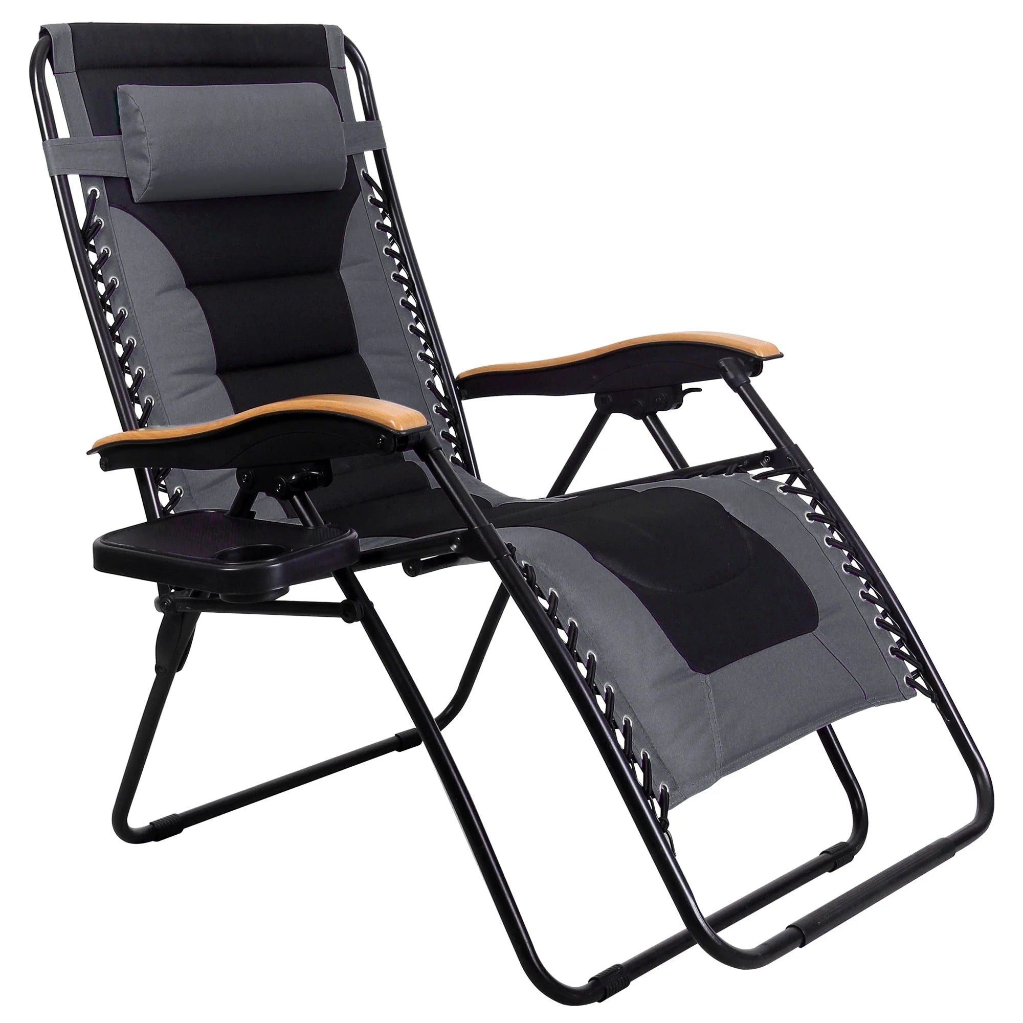 Fauteuil de relaxation zéro gravité XL surdimensionné et rembourré, avec accoudoirs plus larges, inclinable et porte-gobelet - N/A