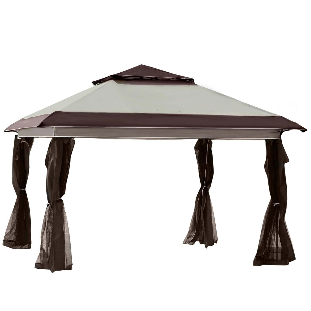 Outsunny Tonnelle Pop Up 3,6 x 3,6 m, Tente Pliante Instantanée avec Murs Latéraux en Maille Filet, Hauteur Réglable sur 3 Niveaux