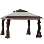 Outsunny Tonnelle Pop Up 3,6 x 3,6 m, Tente Pliante Instantanée avec Murs Latéraux en Maille Filet, Hauteur Réglable sur 3 Niveaux