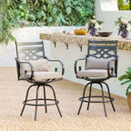 Lot de 4 tabourets de bar pivotants en métal avec coussins pour l'extérieur