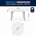 Table de réception pliante ronde en plastique de 1,5 m de diamètre avec plateau de 5 cm d'épaisseur