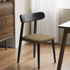 Chaise de salle à manger moderne en cuir sans accoudoirs avec dossier bas