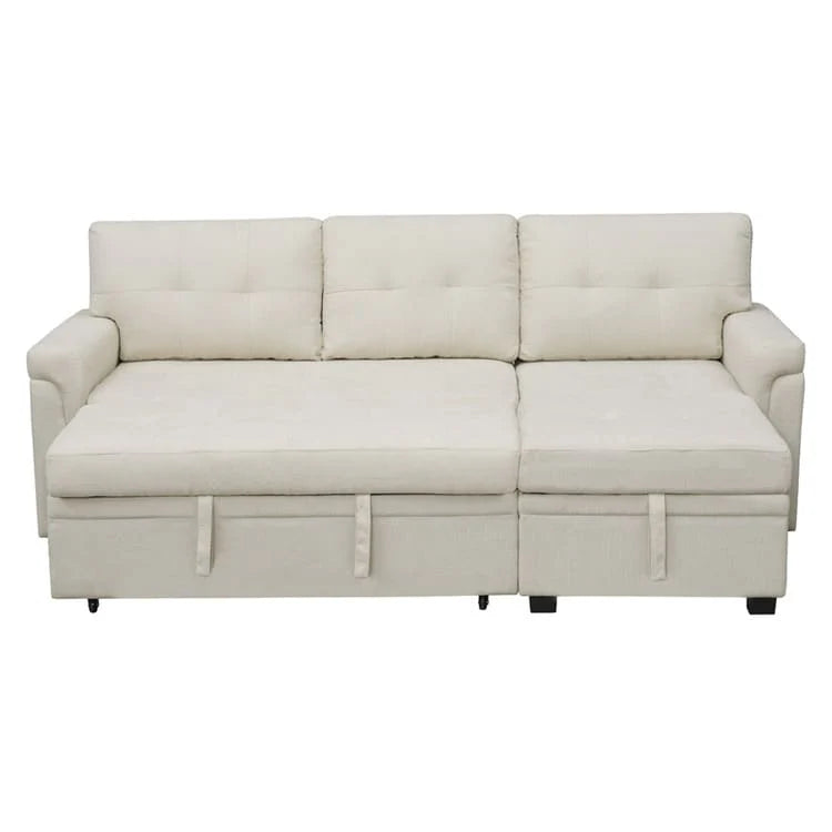 Canapé d'angle réversible convertible avec lit gigogne, méridienne avec rangement dissimulé et pieds durables