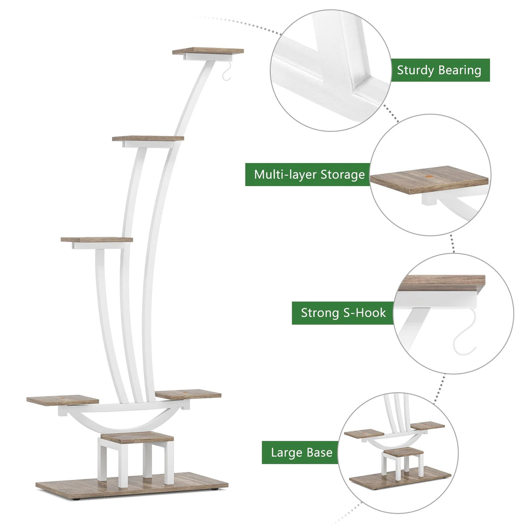 Support pour Plantes d'Intérieur, Étagère à Fleurs à 6 Niveaux pour Jardin Domestique - Lot de 2