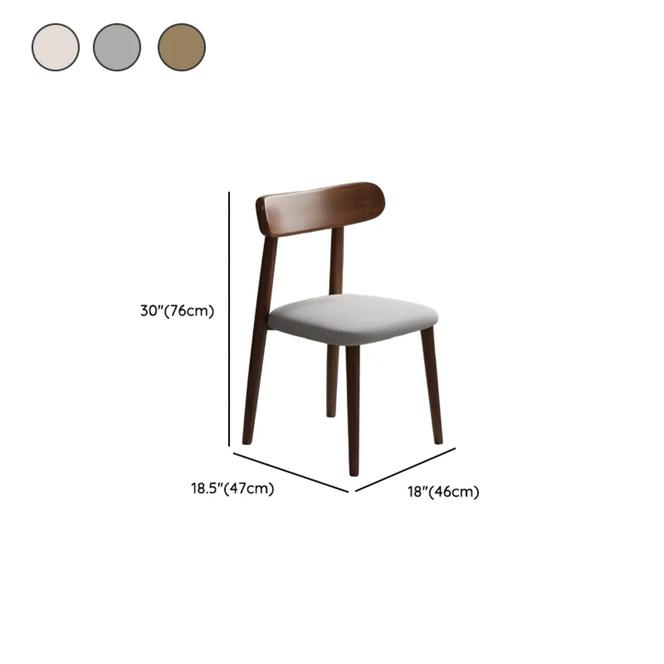 Chaise de salle à manger moderne en cuir sans accoudoirs avec dossier bas