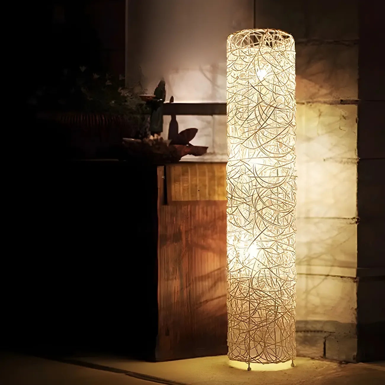Lampadaire tressé LED à brancher pour salon