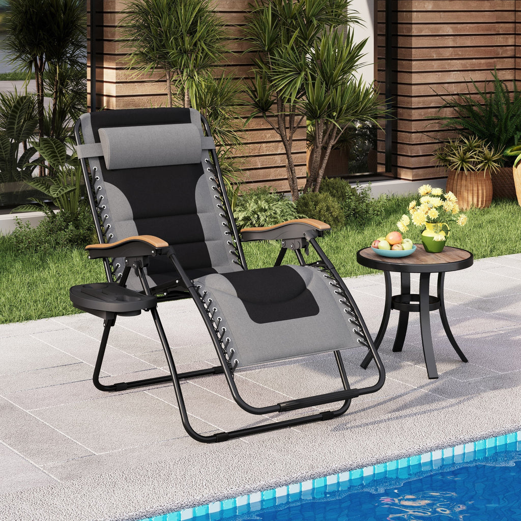 Fauteuil de relaxation zéro gravité XL surdimensionné et rembourré, avec accoudoirs plus larges, inclinable et porte-gobelet - N/A