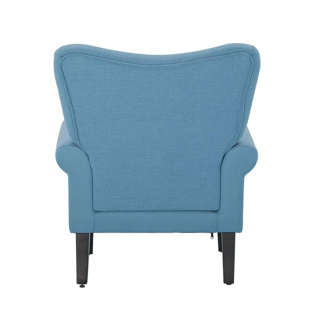 Fauteuil d'appoint moderne Erommy, fauteuil à dossier haut, canapé individuel en tissu capitonné avec pieds en bois pour salon