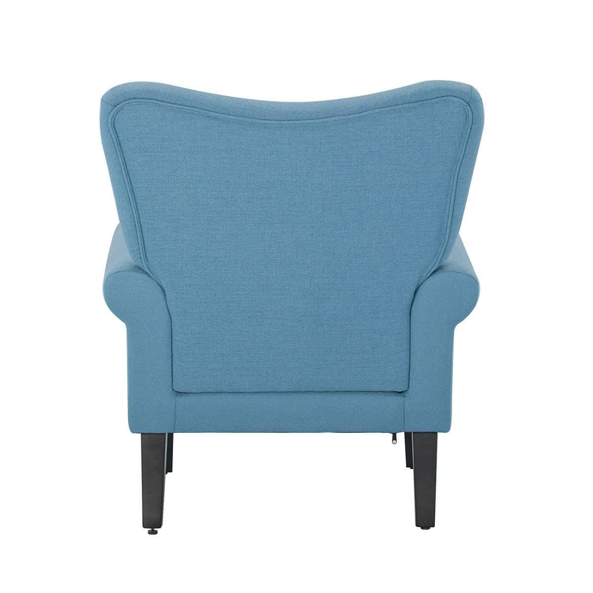 Fauteuil d'appoint moderne Erommy, fauteuil à dossier haut, canapé individuel en tissu capitonné avec pieds en bois pour salon