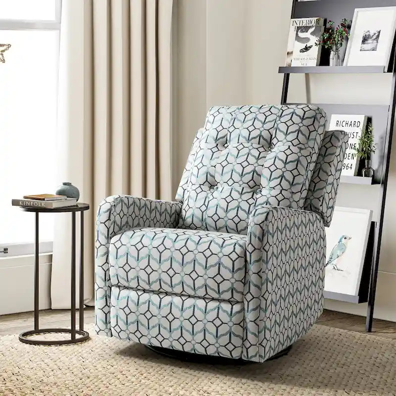 Fauteuil inclinable pivotant manuel Arlette contemporain à fleurs avec dossier capitonné