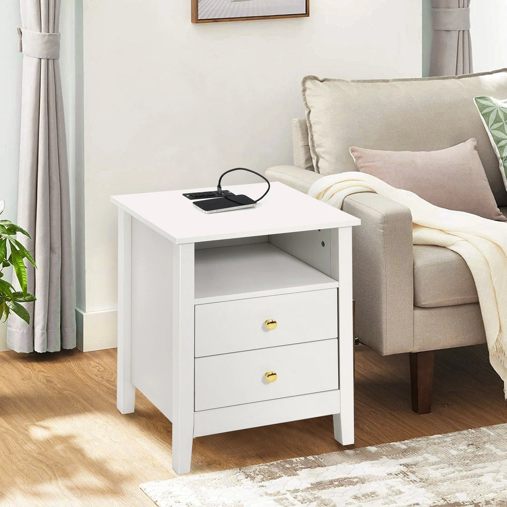 Tables de chevet lot de 2 avec station de recharge table d'appoint avec 2 tiroirs avec ports USB et prises de courant chevet de lit