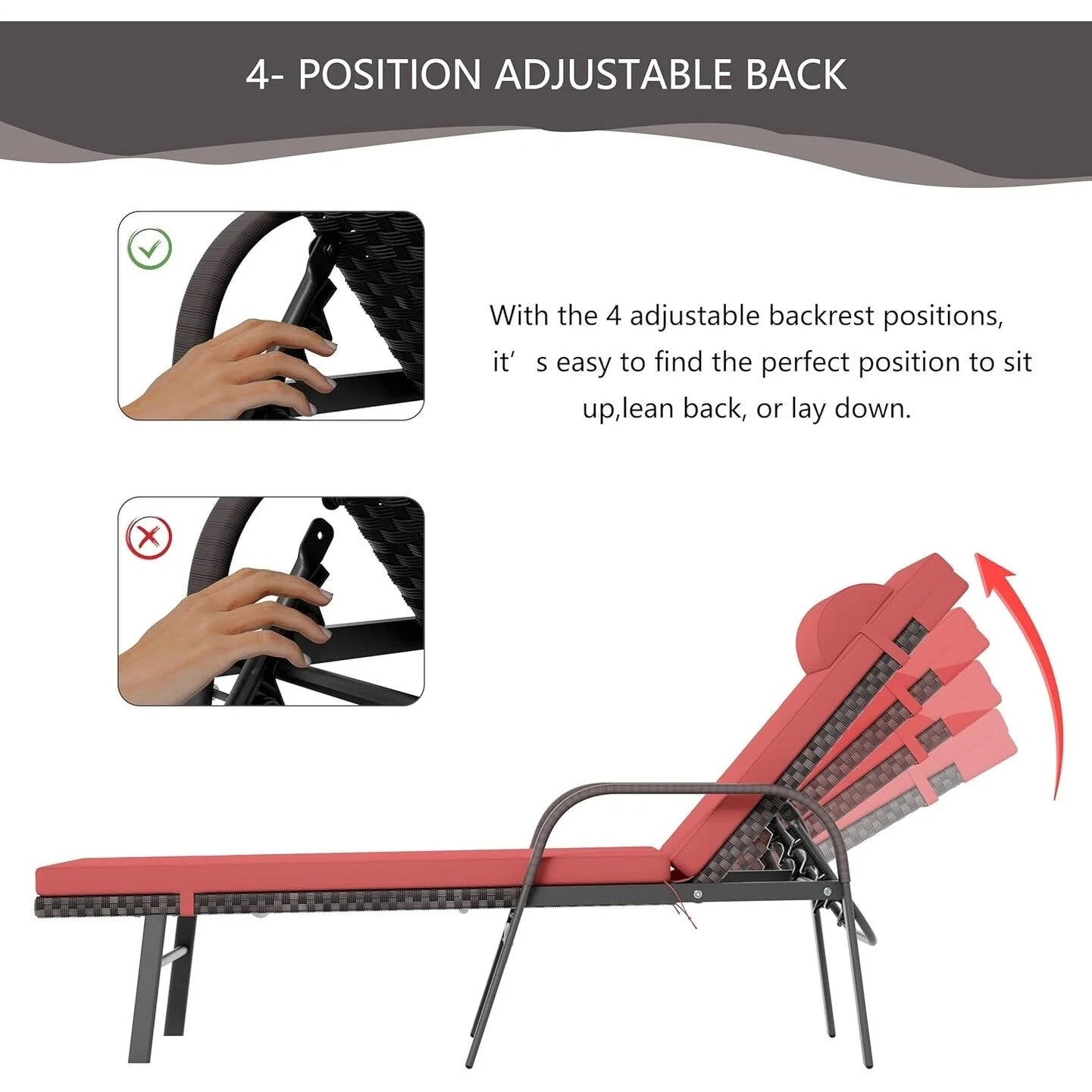 Kullavik – Ensemble de 3 chaises longues d'extérieur