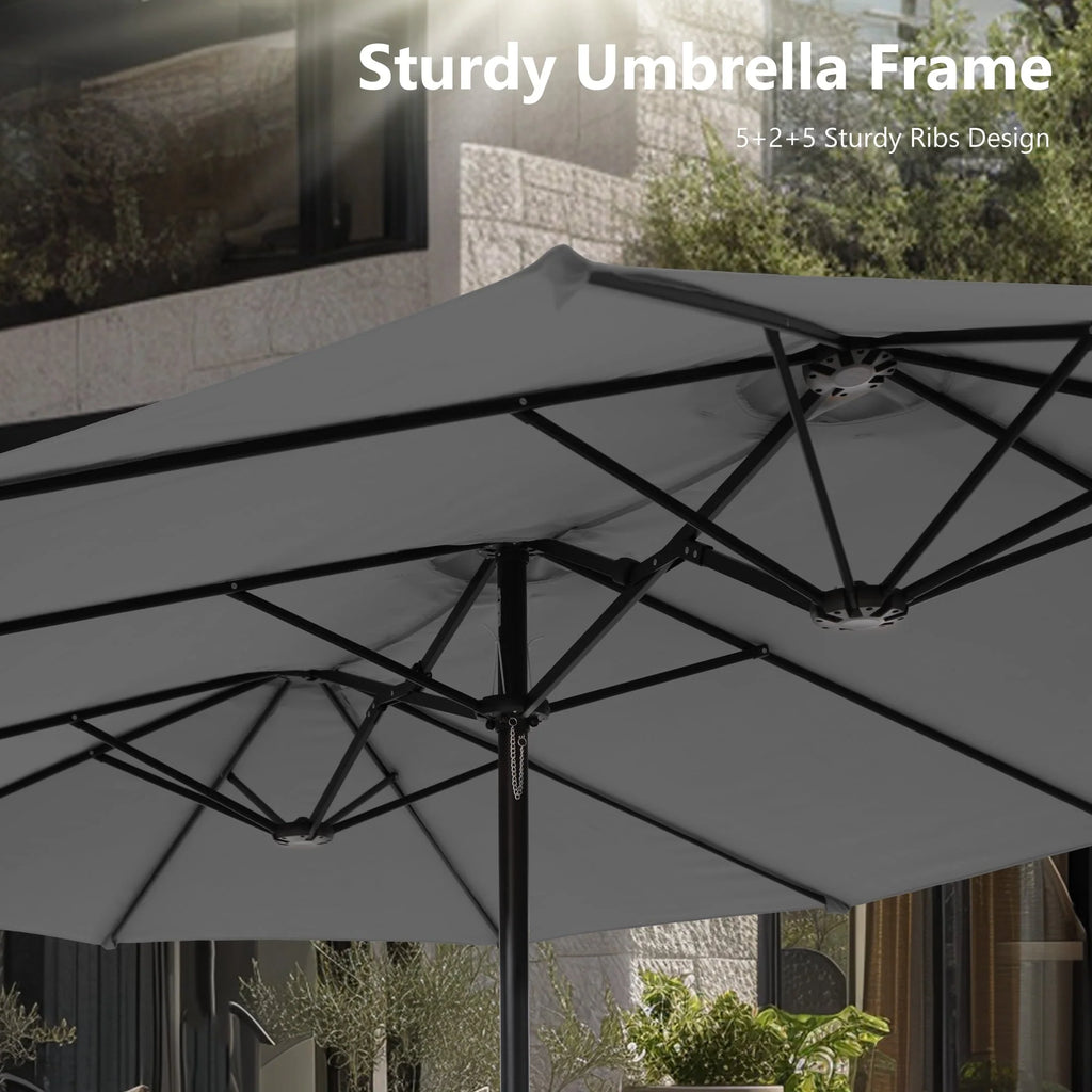 MAISON ARTS Parasol double de 4,5 m pour terrasse, grande taille, avec pied inclus