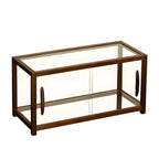 Élégante vitrine de collection en bois avec portes coulissantes