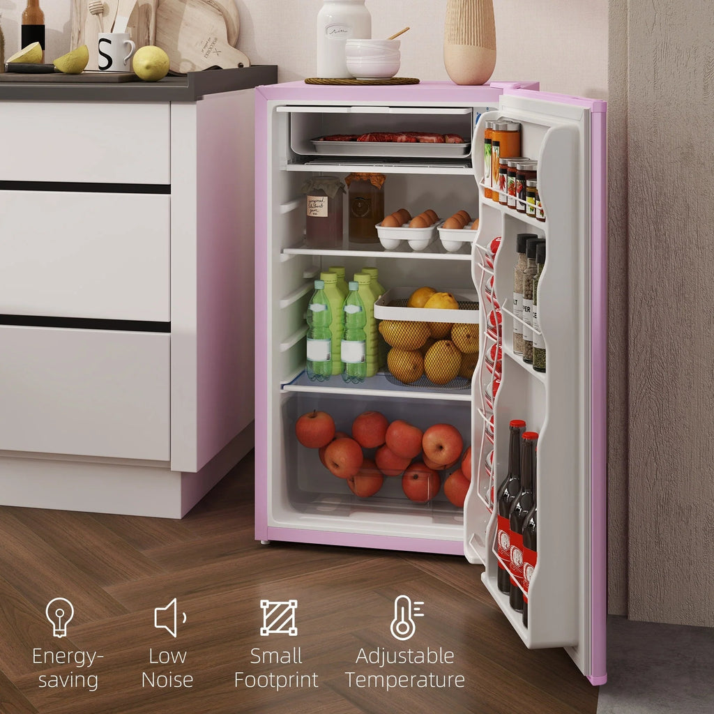 HOMCOM Mini-réfrigérateur avec congélateur 90 L, petit réfrigérateur avec thermostat réglable pour chambre