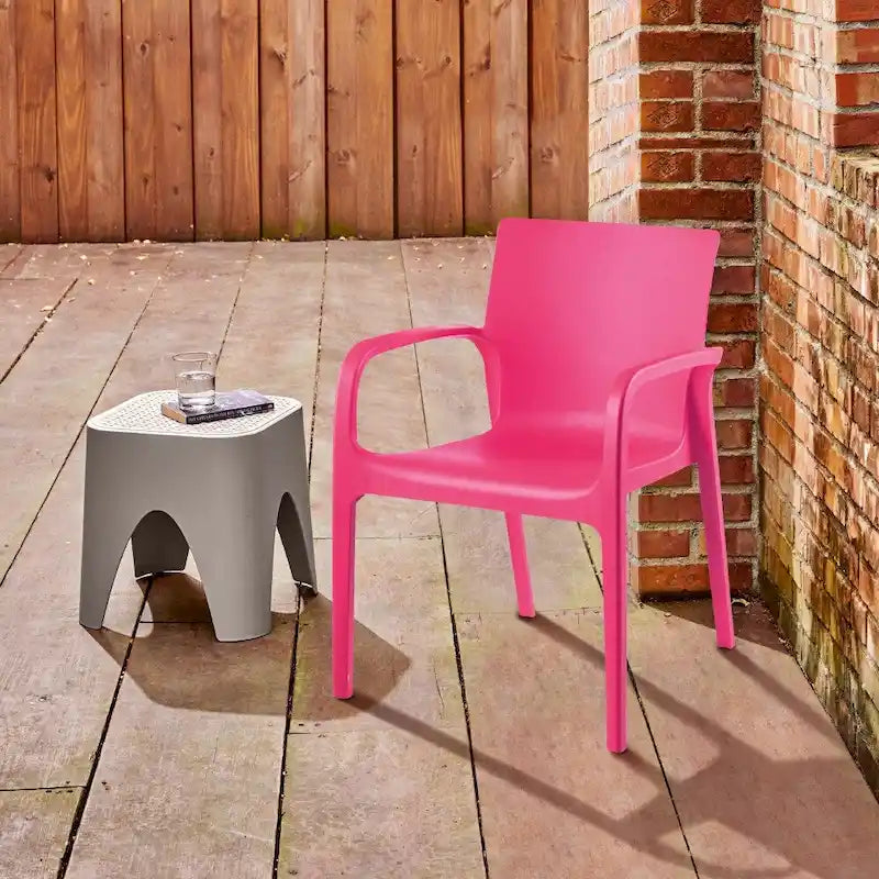 Chaise de salle à manger empilable avec accoudoirs Alissa, en résine, tout temps, lot de 2