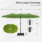 MAISON ARTS Parasol double de 4,5 m pour terrasse, grande taille, avec pied inclus