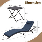 Kullavik – Ensemble de 3 chaises longues d'extérieur