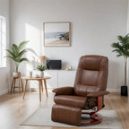 Fauteuil de relaxation pivotant en cuir réglable avec repose-pieds et accoudoirs