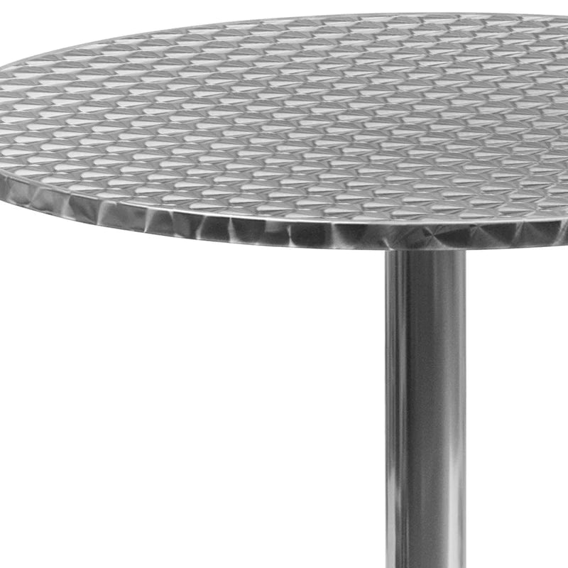 Table d'intérieur/extérieur à plateau lisse en aluminium rond de 27,5 po avec base