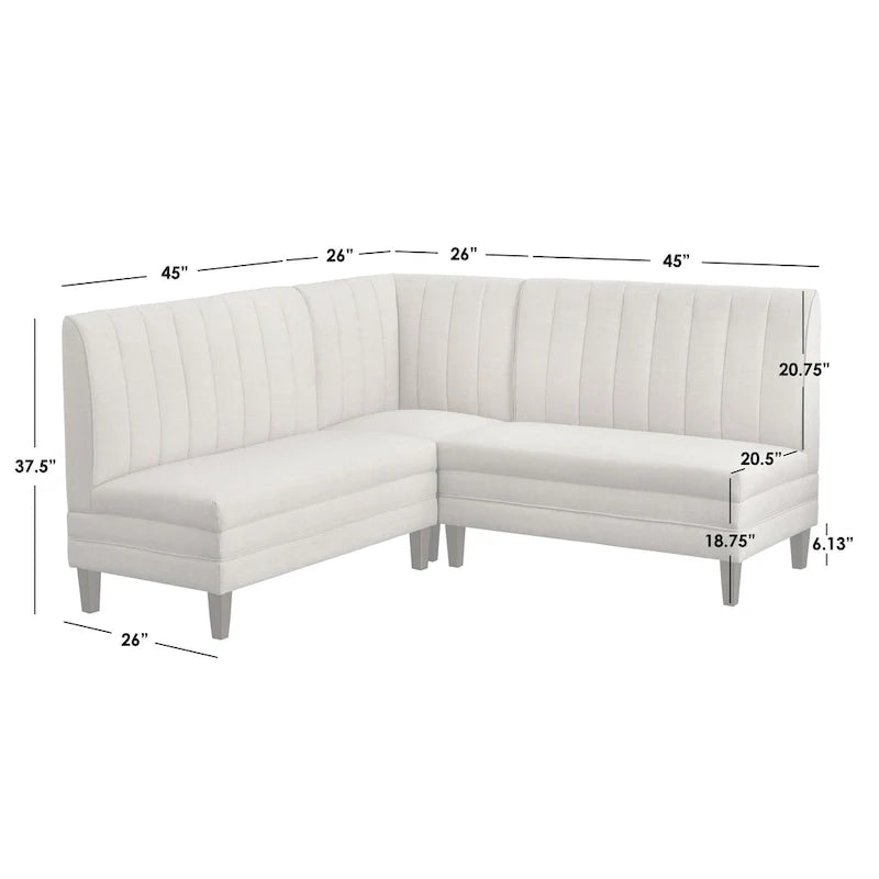 Ensemble banquette rembourrée à dossier cannelé 3 pièces Kerrington de Lifestorey