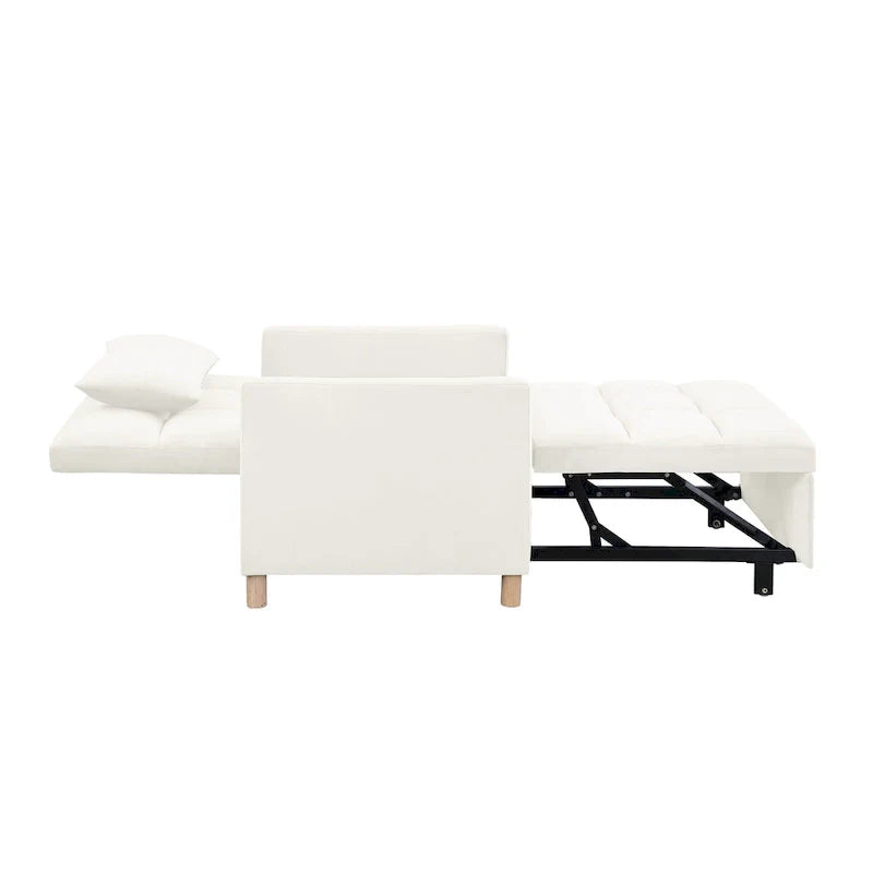 Chaise longue convertible 3-en-1 en lit, noir