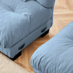 Canapé d'angle en forme de L en chenille avec coussins lombaires