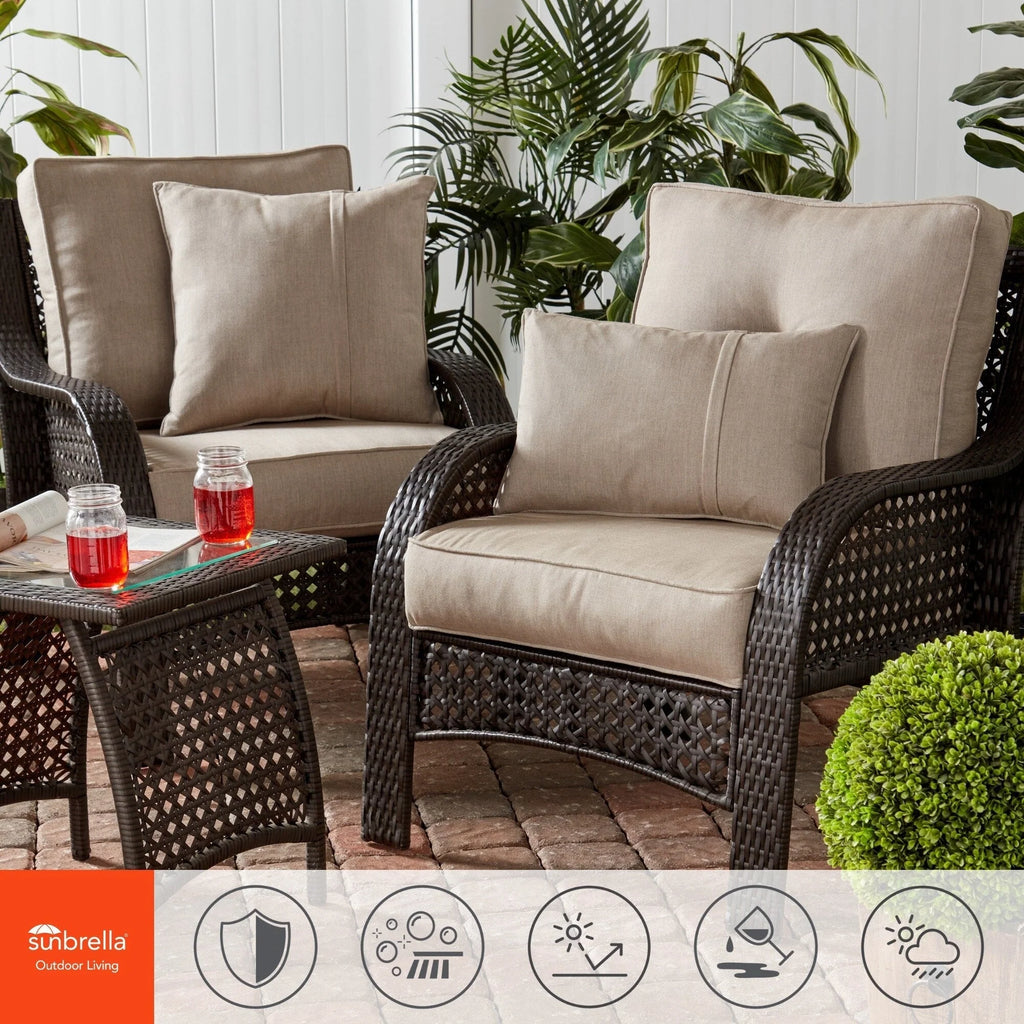 Ensemble de 2 coussins d'extérieur Sunbrella haut de gamme à assise profonde
