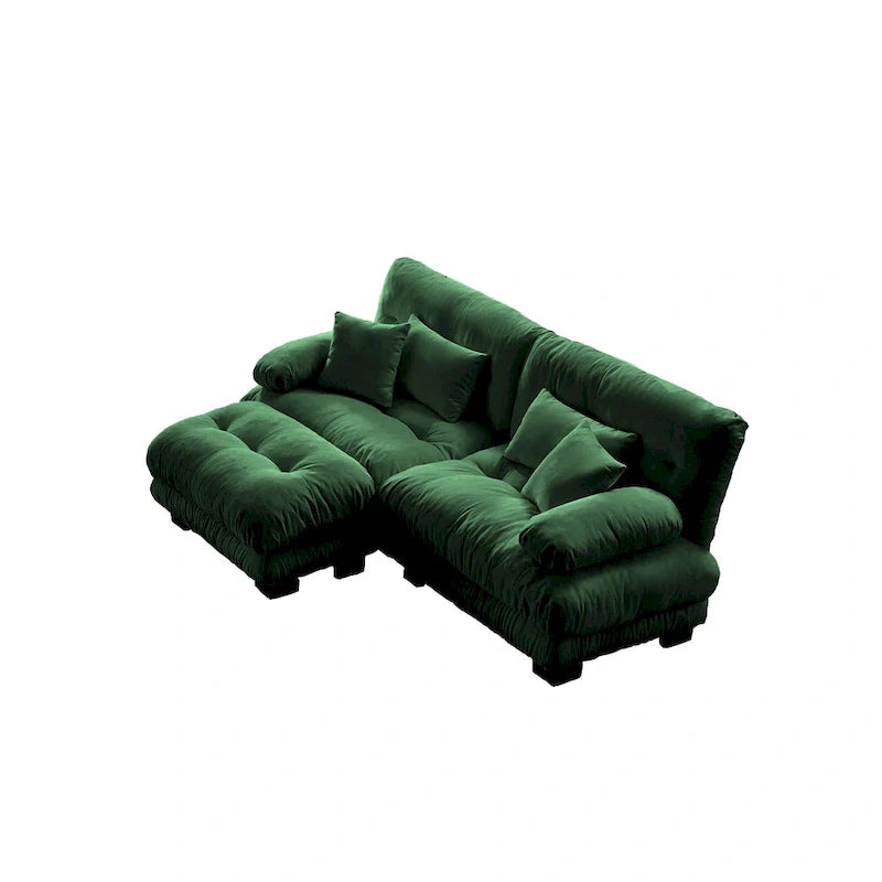 Canapé d'angle en forme de L en chenille avec coussins lombaires