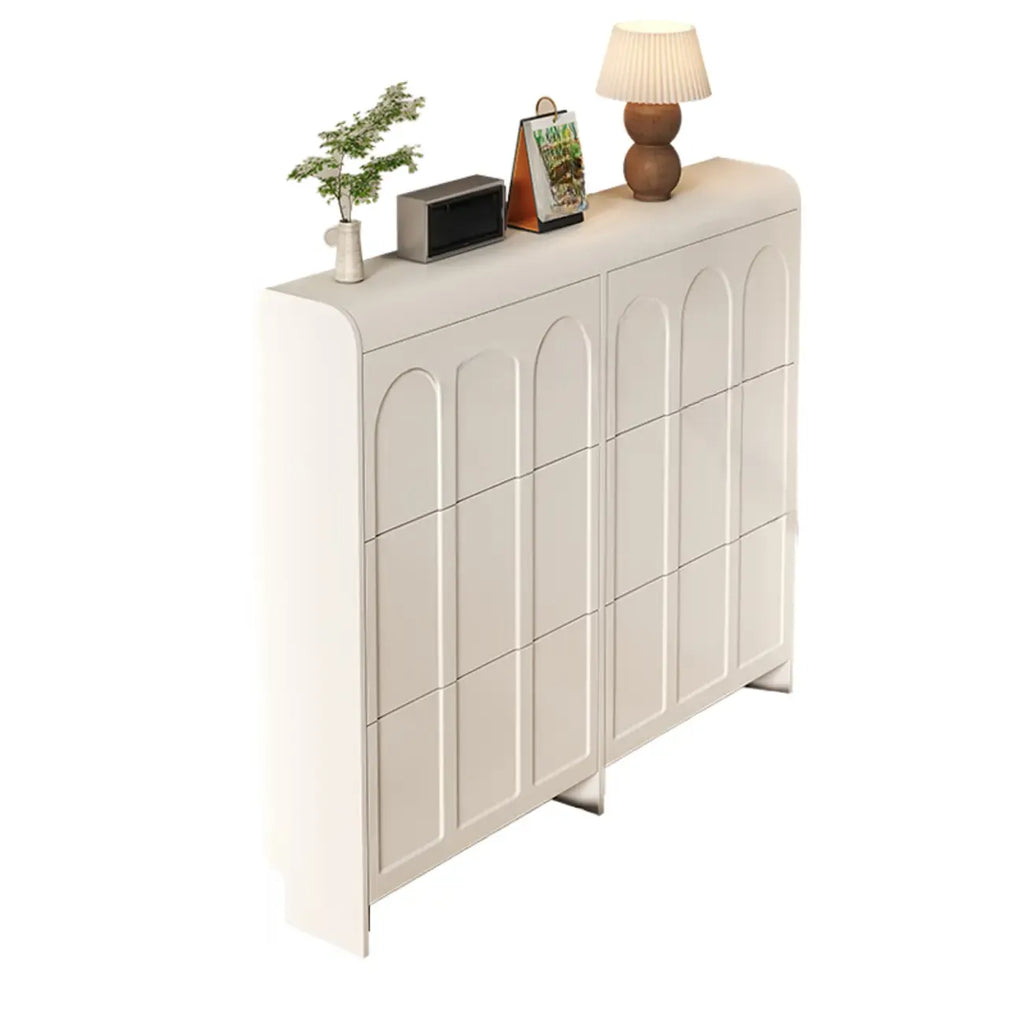 Meuble de rangement pour chaussures en bois blanc à 3 niveaux et à façade abattante Slim