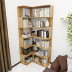 Étagère d'angle en bois manufacturé avec 6 tablettes
