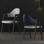 Chaise de salle à manger en cuir moderne avec dossier incurvé et ouvert