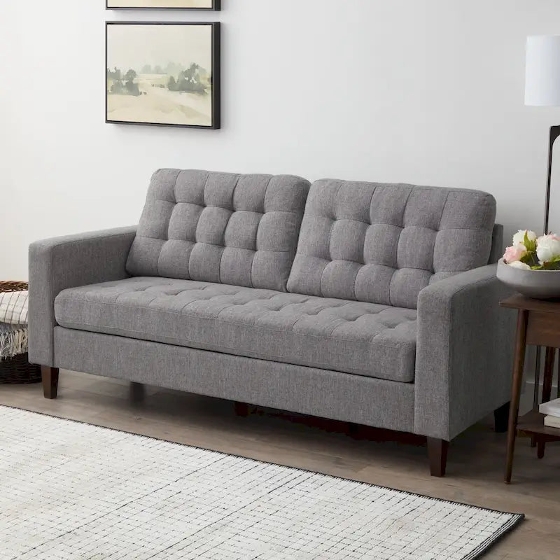 Canapé Brookside Brynn 76 po. avec accoudoirs carrés en similicuir/velours/tissu