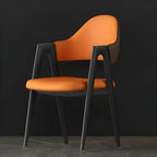 Chaise de salle à manger en cuir moderne avec dossier incurvé et ouvert