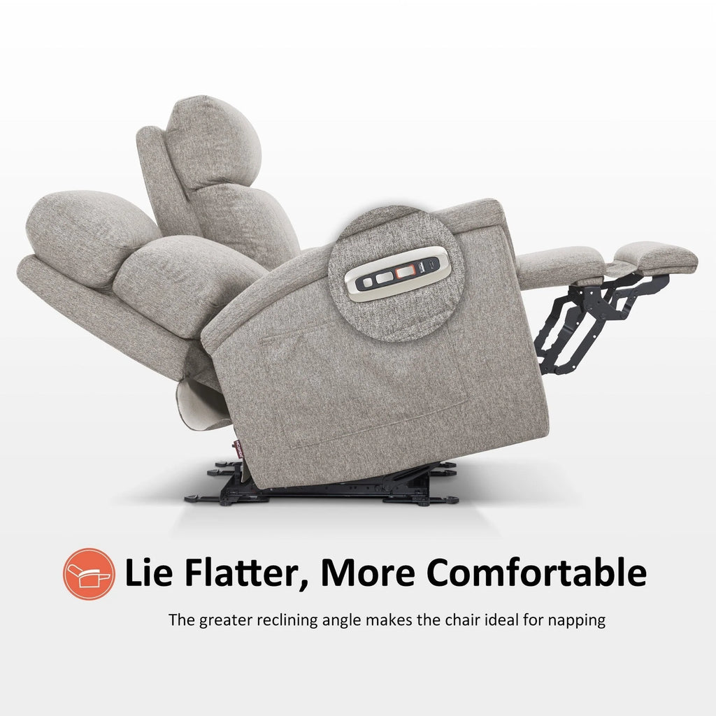 Canapé inclinable électrique biplace MCombo 60.2 avec massage et double chauffage, appuie-tête réglable, ports USB et USB-C, en tissu