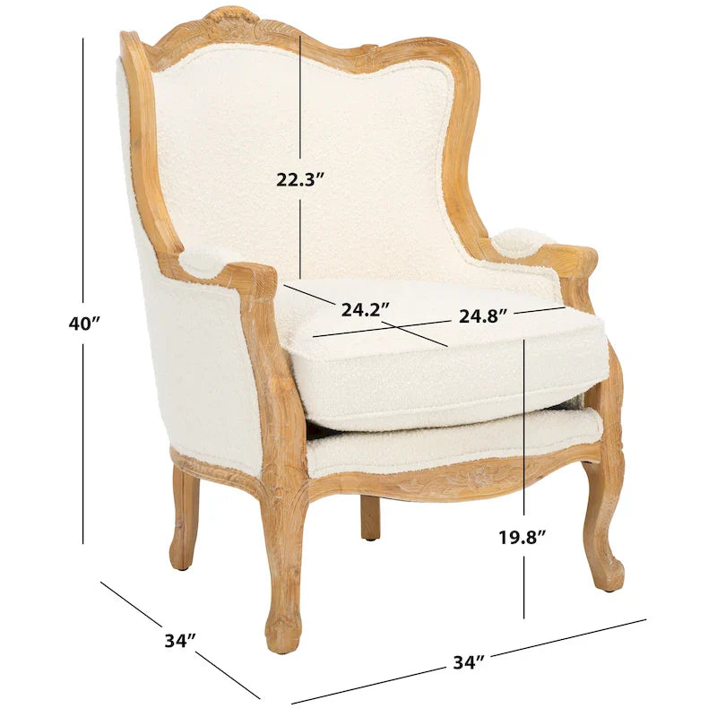 Fauteuil à oreilles Kali en chêne et lin naturel SAFAVIEH Couture - 34Lx34Px40H