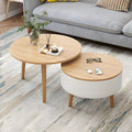 Table basse ronde en bois noir et blanc moderne avec rangement