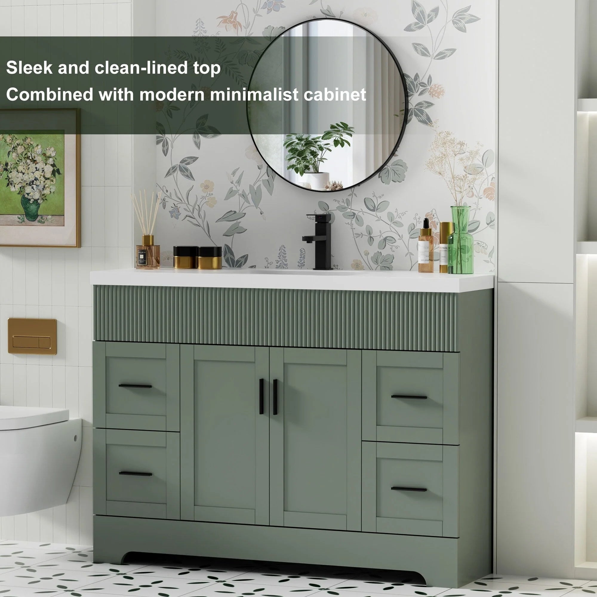 Meuble-lavabo Wavy Line 30/36/48 avec évier et robinet