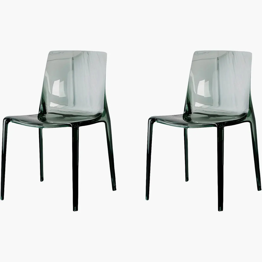 Chaise de salle à manger en acrylique ambré sans accoudoirs et à dossier bas