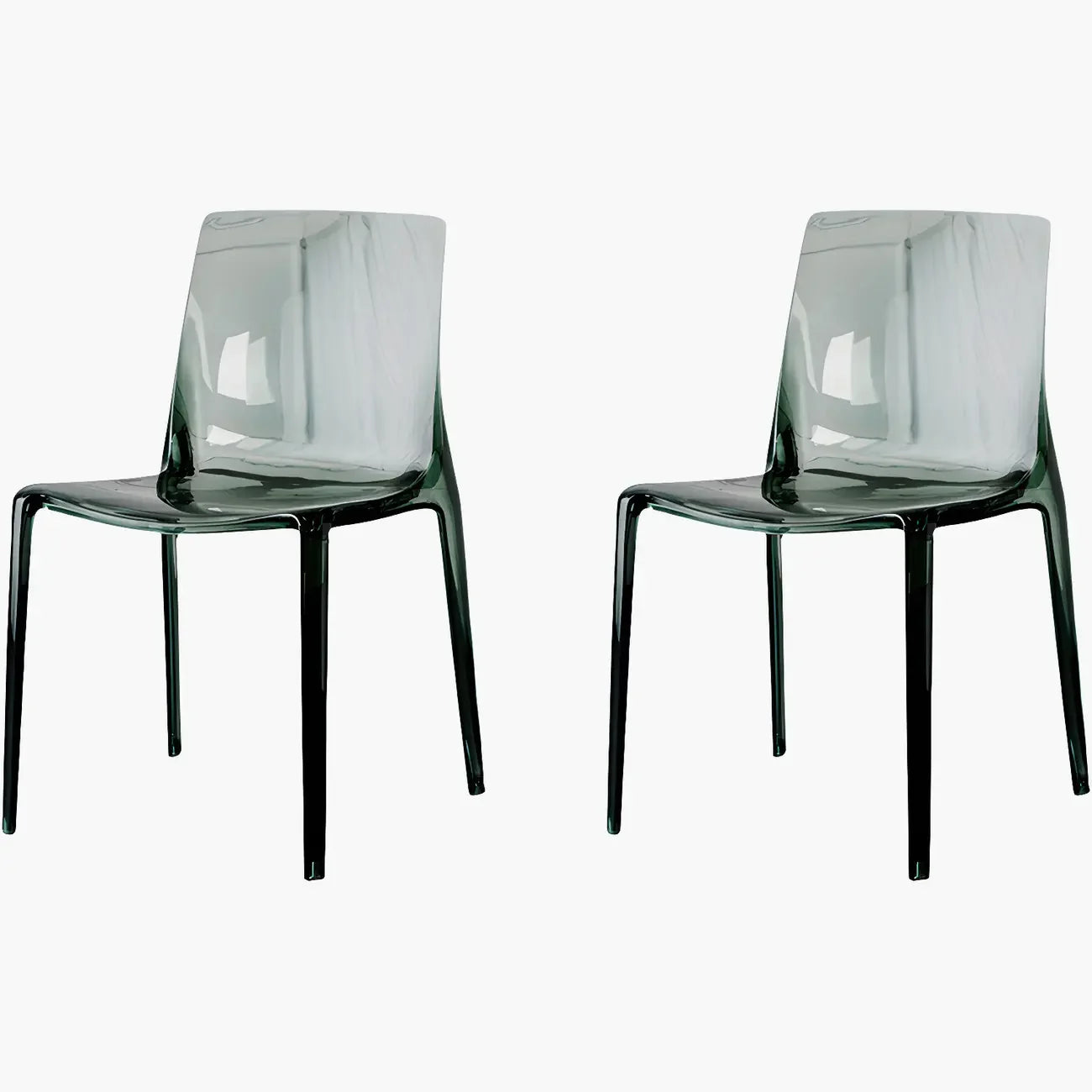 Chaise de salle à manger en acrylique ambré sans accoudoirs et à dossier bas