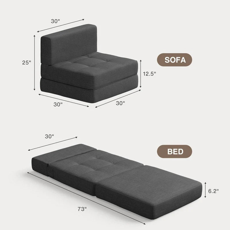 Chaise convertible 3-en-1, chaise pliable, lit-méridienne dépliable