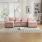 Canapé sectionnel Cloud pour salon, canapé moderne en chenille/bouclette en forme de U, canapé-lit modulaire confortable avec double méridienne