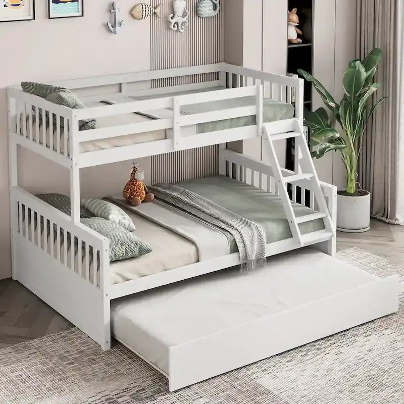 Lit superposé Gymax double sur un lit complet avec lit gigogne double convertible