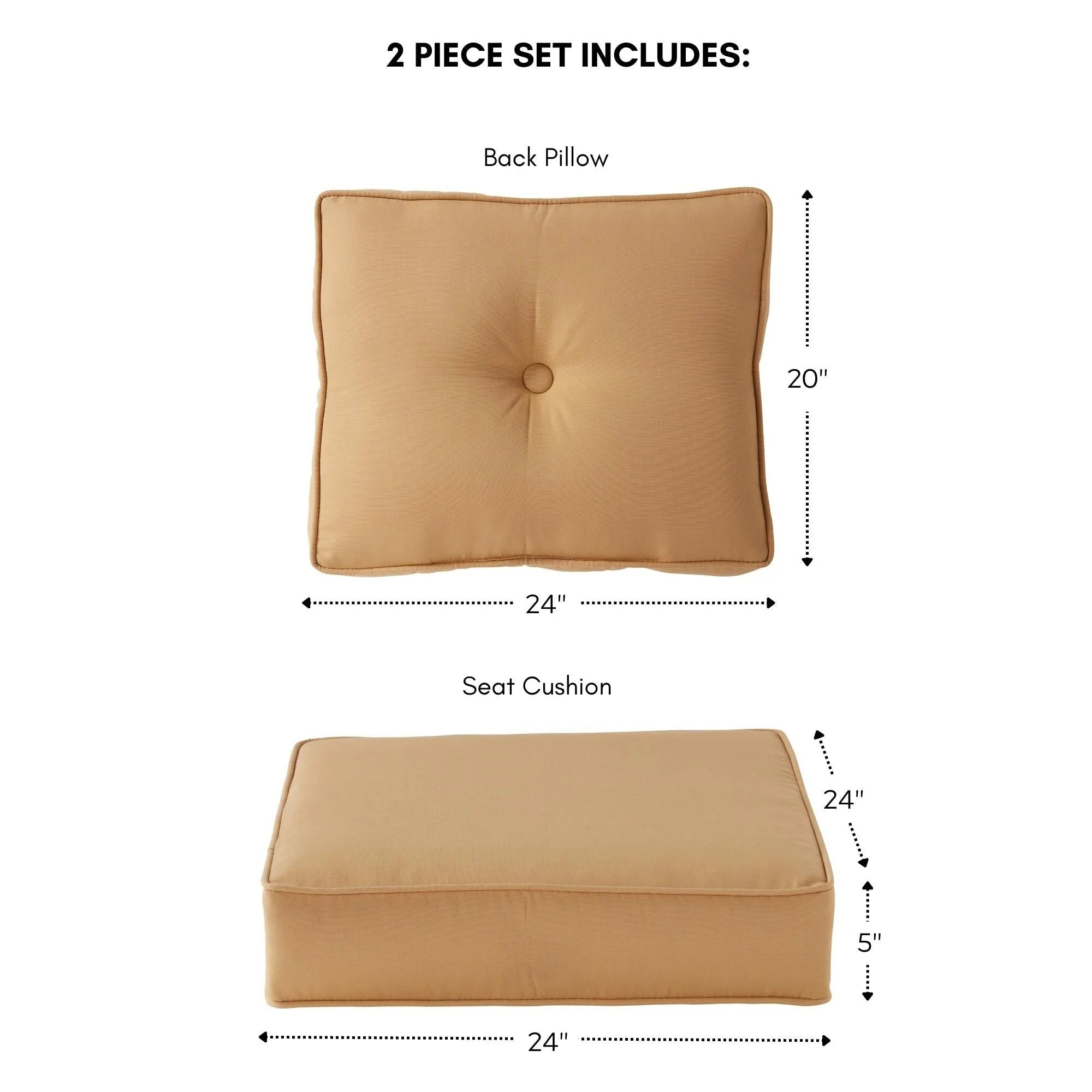 Ensemble de 2 coussins d'extérieur Sunbrella haut de gamme à assise profonde