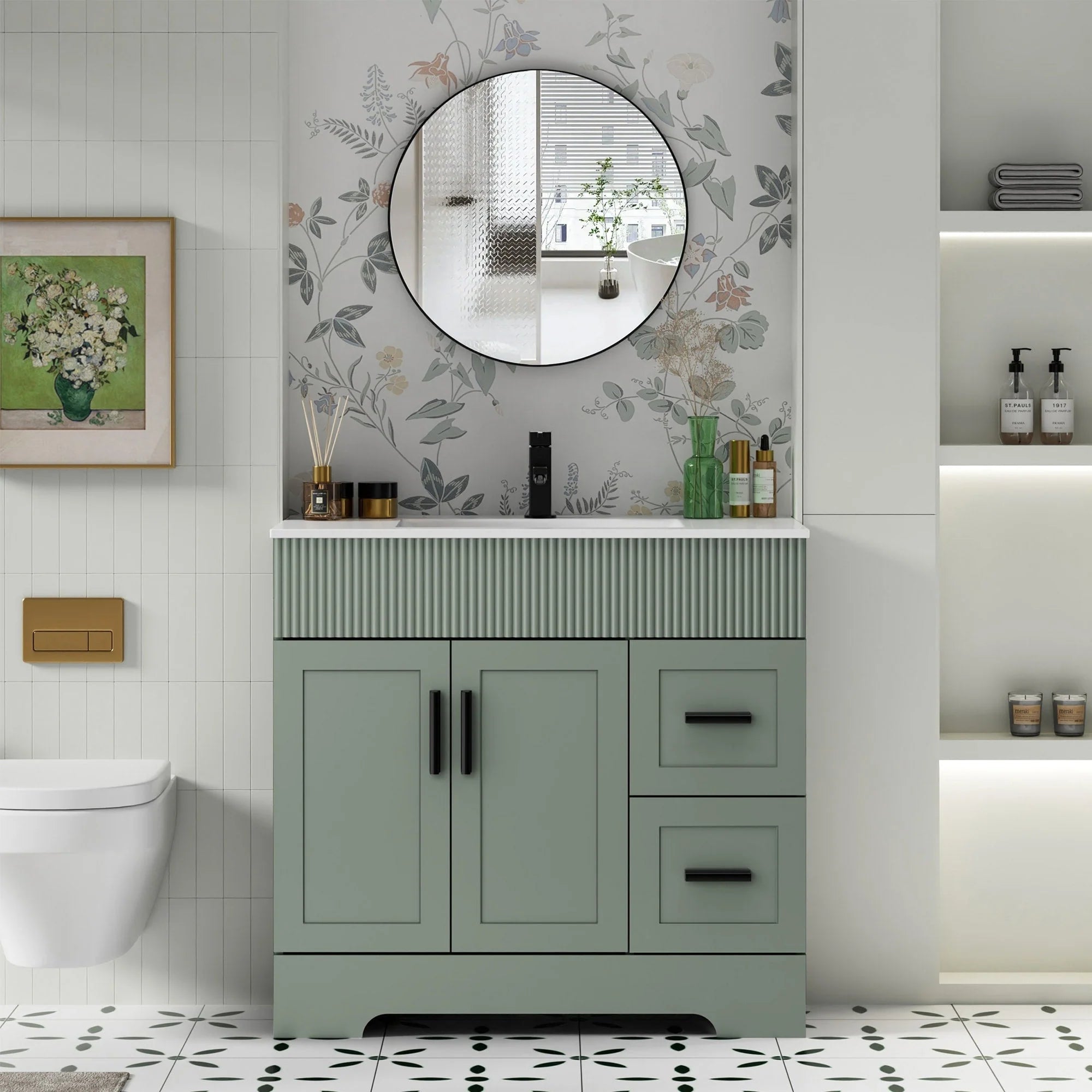 Meuble-lavabo Wavy Line 30/36/48 avec évier et robinet