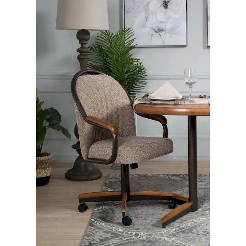Chaise à roulettes pivotante et inclinable avec coussin pour repas décontractés
