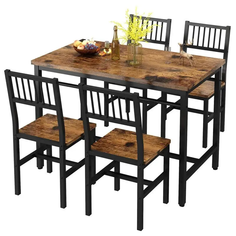 Ensemble de salle à manger 4 personnes, ensemble de table de salle à manger 5 pièces avec cadre en métal pour le petit-déjeuner, la salle à manger, la cuisine