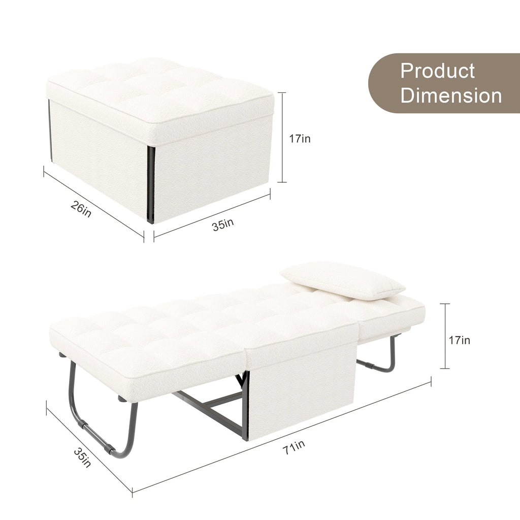 Canapé Convertible Lit Canapé Fauteuil Ottoman Pliant Fauteuils Inclinables pour Salon