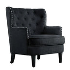 Fauteuil d'appoint capitonné à oreilles large de 76 cm en velours/lin Mignon de Moser Bay