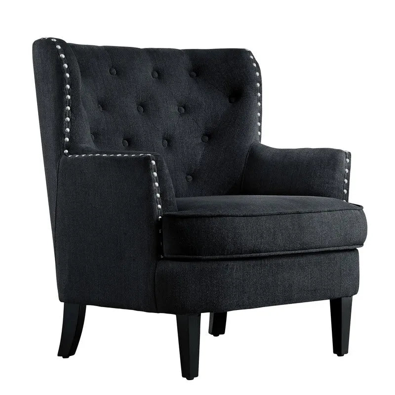 Fauteuil d'appoint capitonné à oreilles large de 76 cm en velours/lin Mignon de Moser Bay
